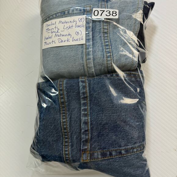 Maternity Shorts 2 pair Ingrid & Isabel 8 Over Belly Midi Crossover Panel Denim - Picture 11 of 11
